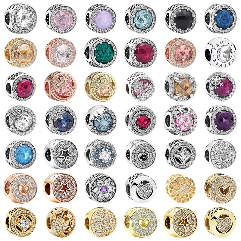 رائجة البيع تألق بافي ونجمة واضحة سيريز الوردي البحر الأخضر الأزرق الداكن خرز تميمة صالح الأساور الأصلية DIY بها بنفسك النساء مجوهرات هدايا