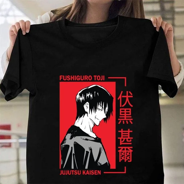 Anime New Fushiguro Toji Pattern Printed T-shirt Teen Fashion Anime Harajuku Shirt Outdoor Street Cool Round Neck Short Sleeve S