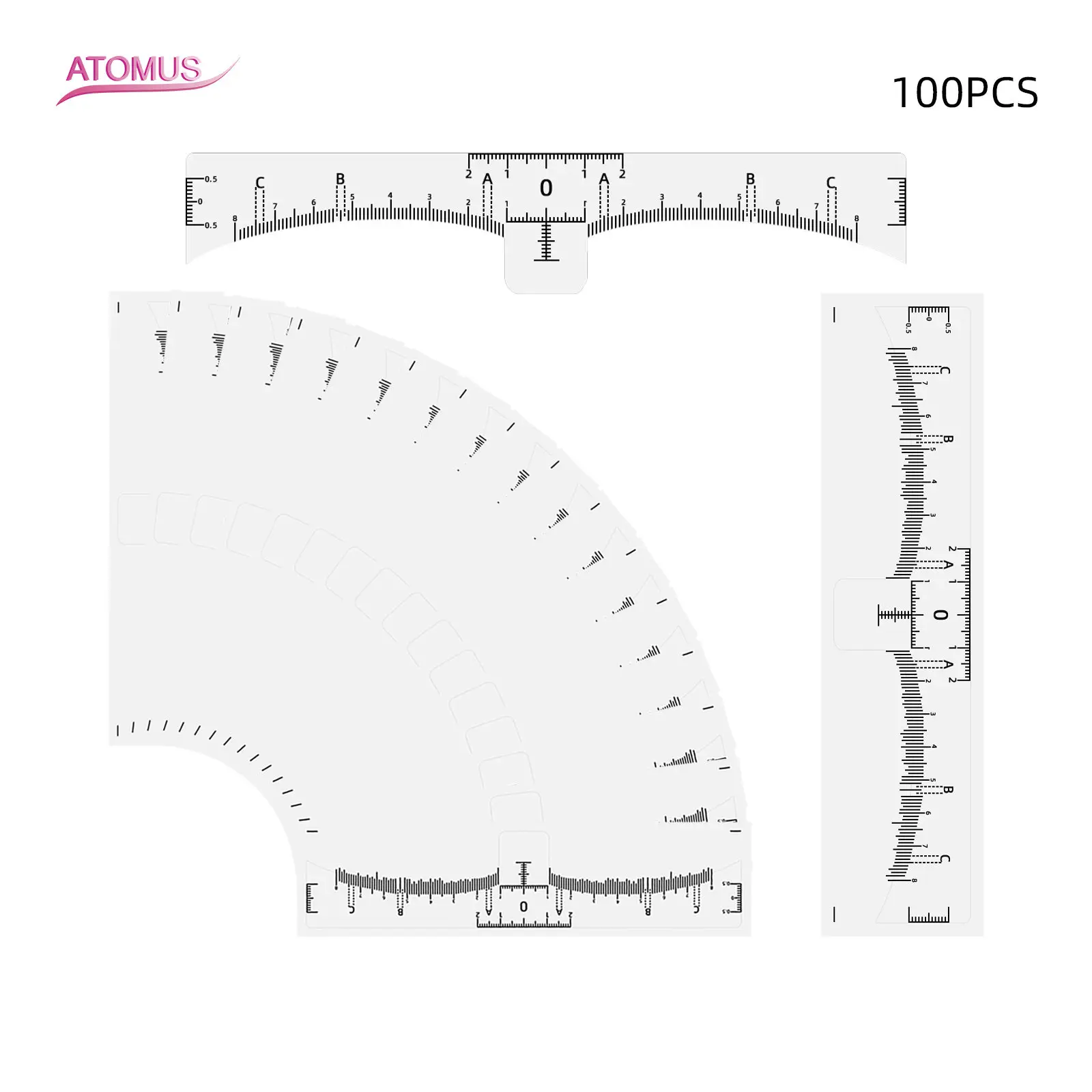 100pcs Disposable Semi Permanent Makeup Guide Ruler Measure Tools Eyebrow Stencil Template Grooming Brow Supply