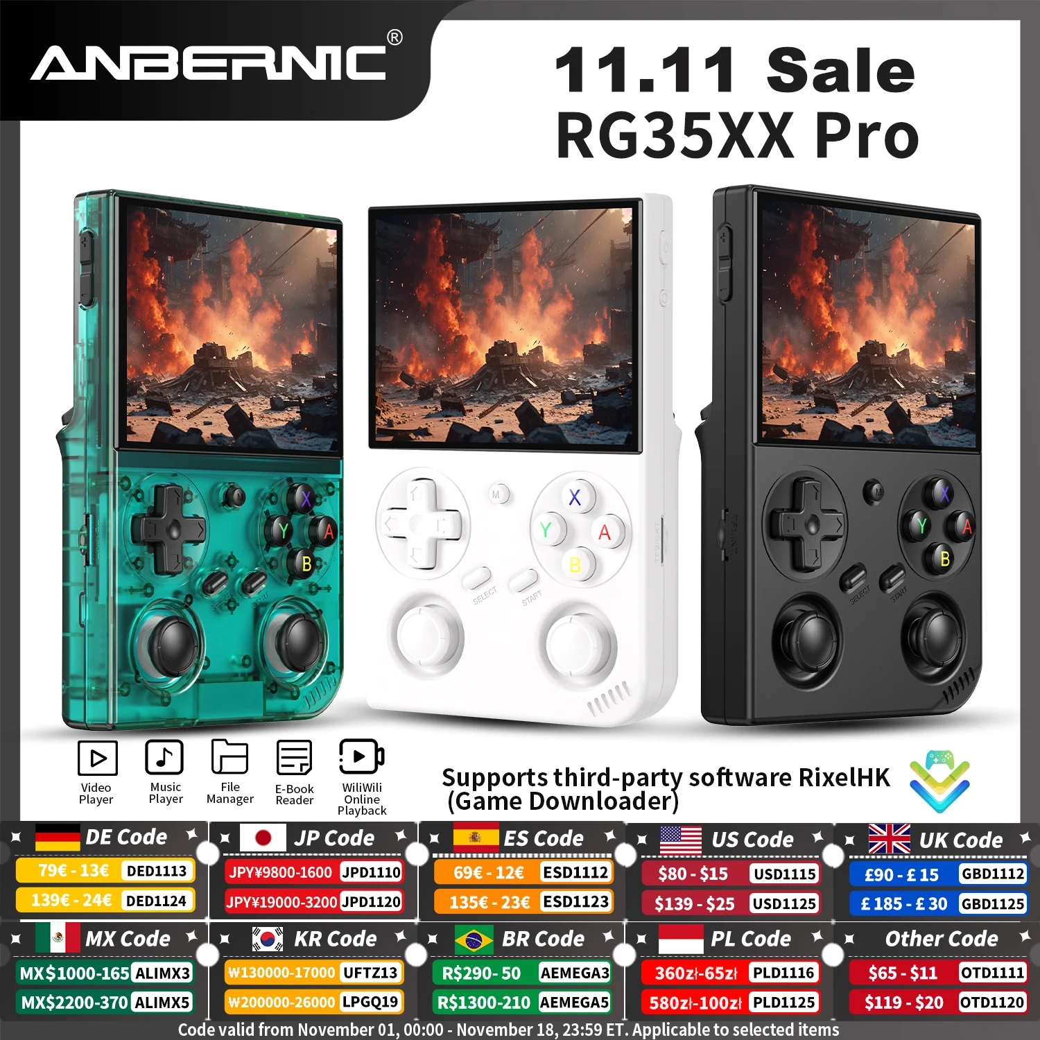 Anbernic RG 35XXPro Retro Handheld Game Console RG35XX Pro Gaming Player Support RixelHK WiFi Streaming Controller HD TV Output