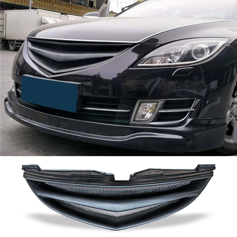 Car Grille for Mazda 6 2009 - 2013 Carbon Surface Mesh Front Grill Second Generation Decorative Cover Refit Accessories