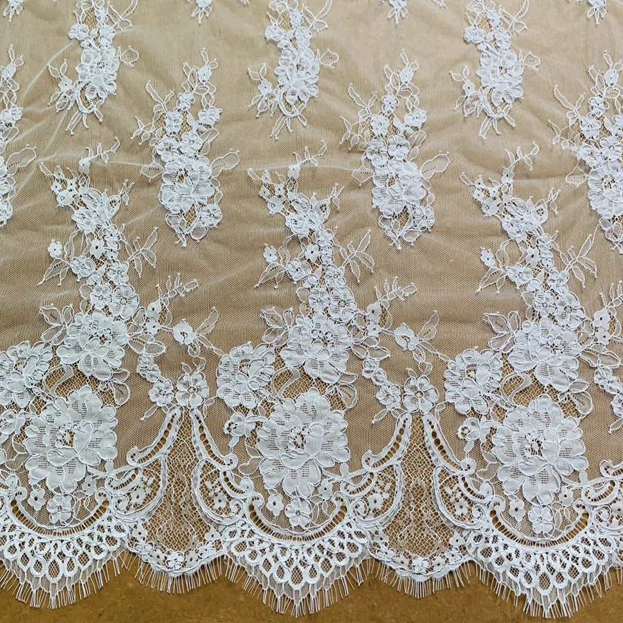 Cord French Lace Fabric Eye-lash 1 Piece=1.4x2.8 Meters Off White Wedding Dress Lace Material