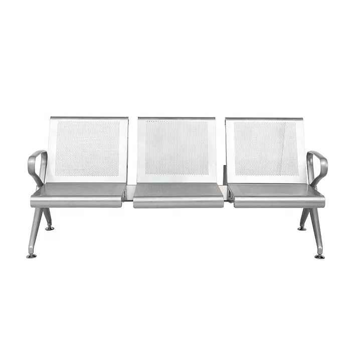 Beauty Salon Reception Waiting 2 3 4 5 Seater Price Airport Public Seating Bench Silver Steel Bus Stop Chair For Public YA-J34F