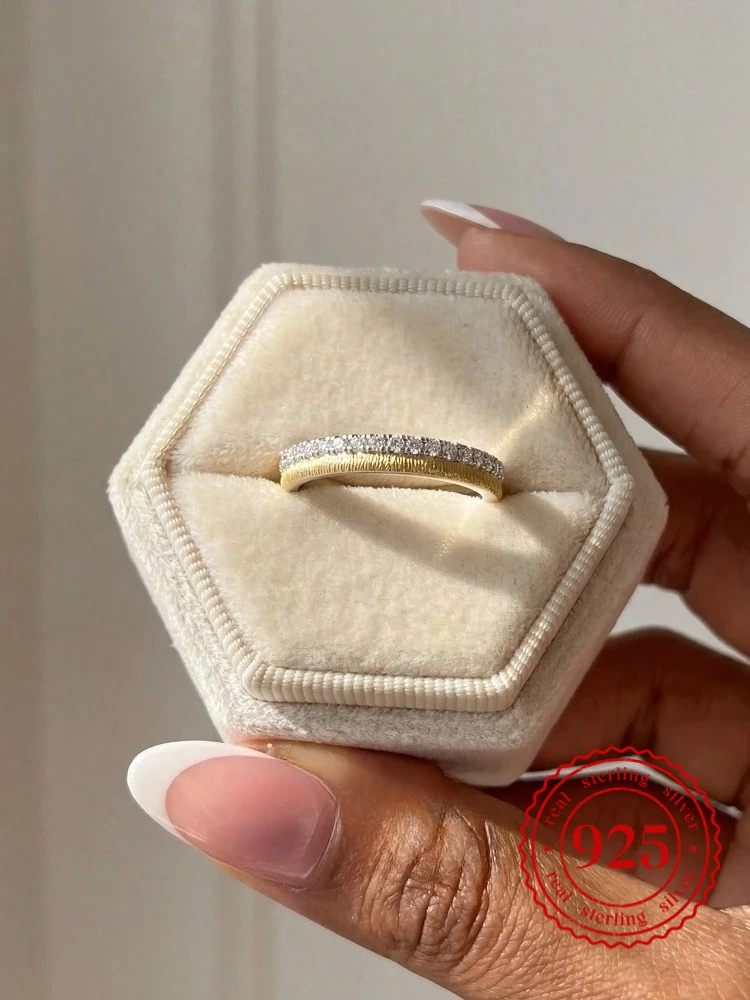 New Craft 925 Sterling Silver Fashion Vintage Brushed Zircon Ring for Women Engagement Wedding Luxury High Quality Fine Jewelry