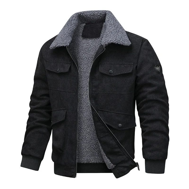Men's jacket with velvet cotton workwear, casual jacket, men's coat, autumn and winter new style corduroy