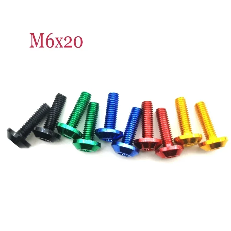 10pcs Bolts Screw Black Aluminum adornment M6 x 20mm Motorcycle Red Anodised 25mm Bolts Red Screws M6 Cap Head