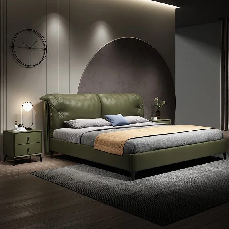 

Двуспальная кровать Queen 150x200 с изголовьем, современная мебель для спальни, зеленый дизайн, экономия пространства, King Size