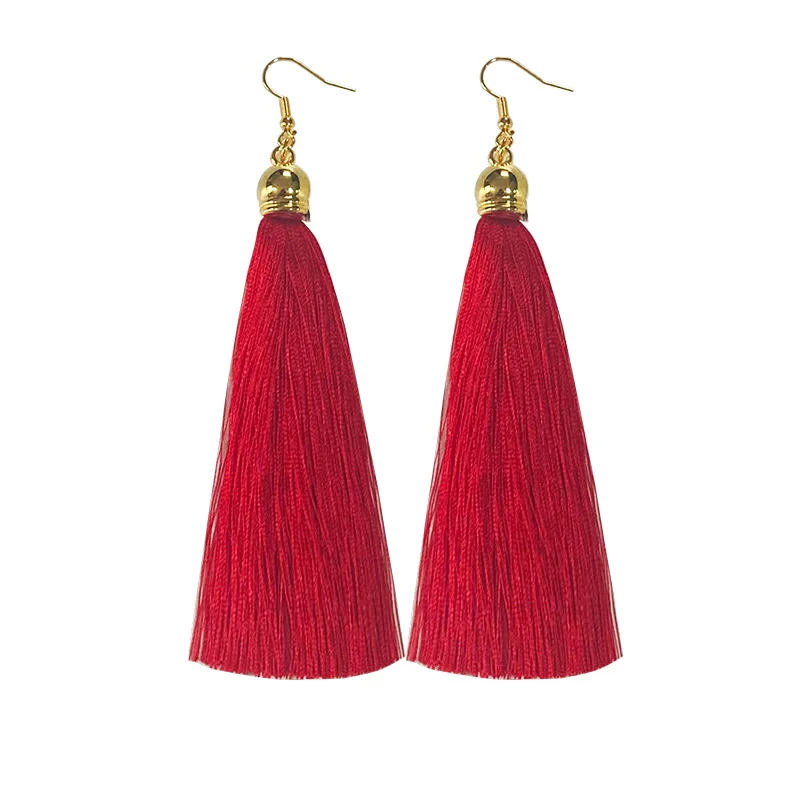 New Fashion Tassel Dangle Earring Colorful Long Tassel Drop Earrings Retro Fringe Jewelry Women Jewelry Wedding Trinket