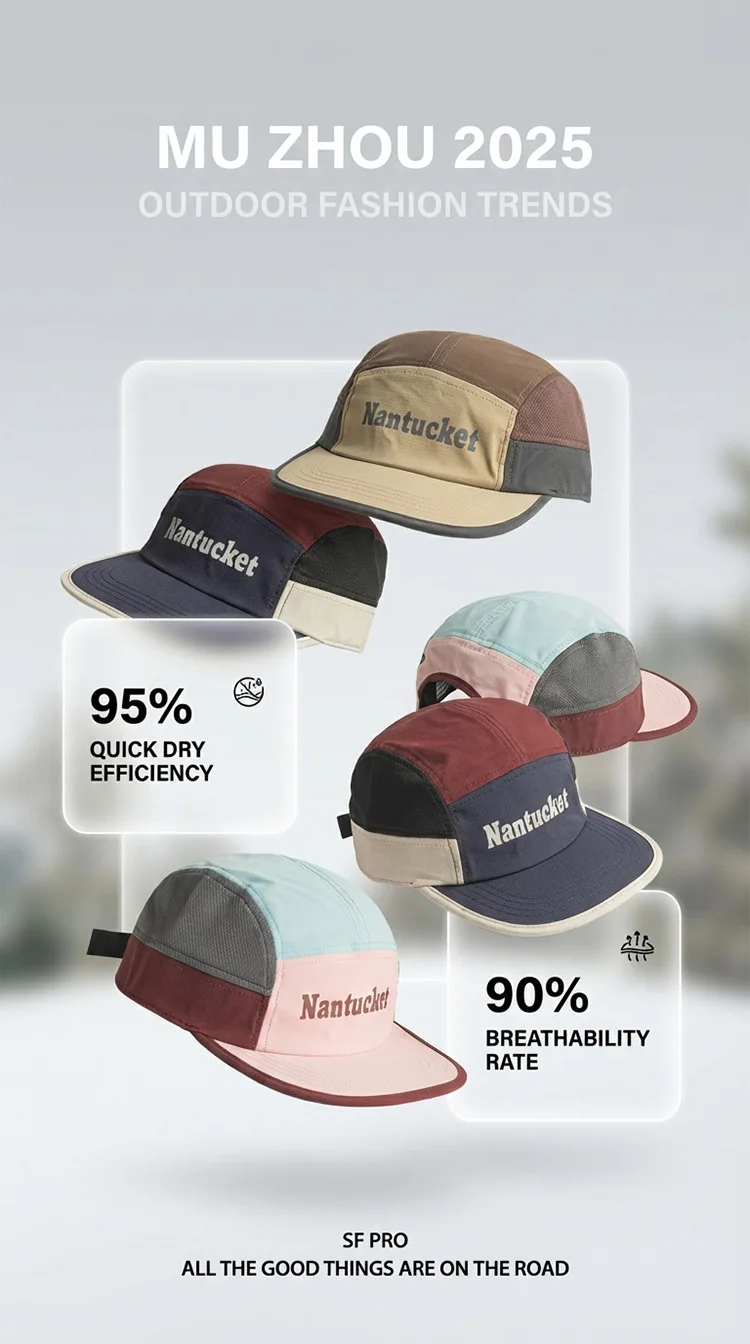 Retro 5-Panel Schnelltrocknende Baseballkappen für Männer und Frauen Sommer Outdoor Wandern Sonnenschutz Atmungsaktive Farblich Abgestimmte Campingmütze – Detail 8