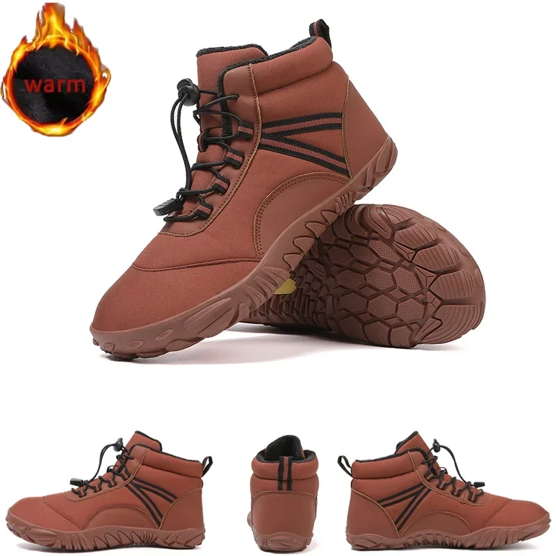 2026 Winter Men's Snow Boots Outdoors Waterproof Non-slip High Top Hiking ShoesWomens Casual Ankle Booties Wide Toe Cotton Boot