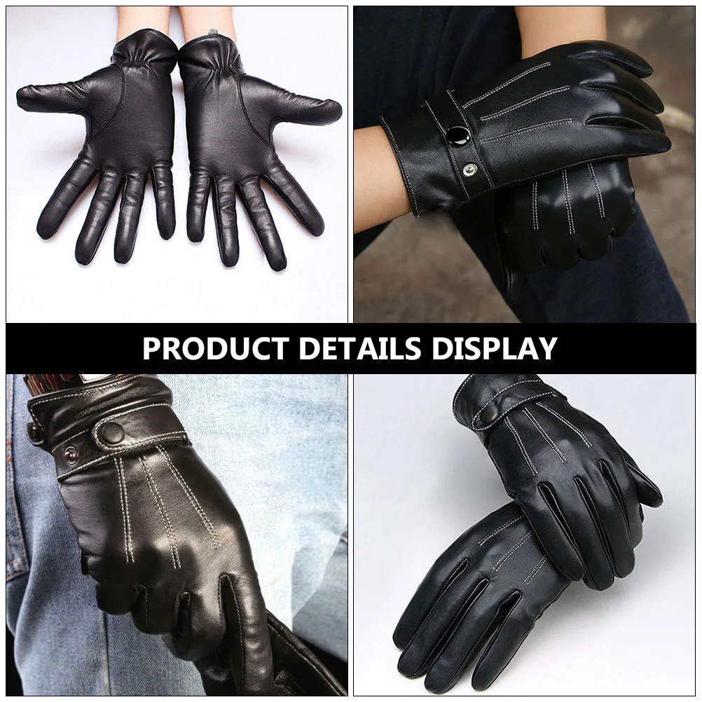 

Men Winter Cycling Lightweight Warm Non-slip Riding Gloves PU Suitable for Outdoor Activities Black Gloves