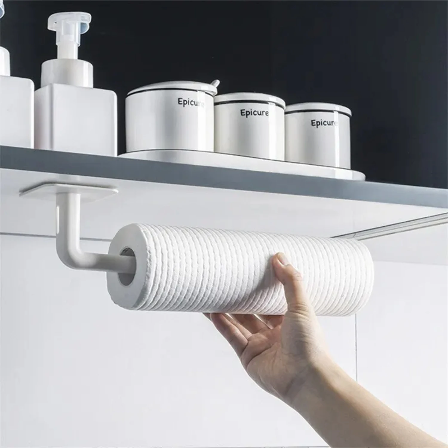 Traceless White Kitchen Shelf Shelves Holder Rack - Set of 2, No Holes Rack for Pot Cover and Cup Storage