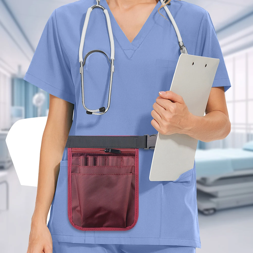 Server Apron Waist Pouch with Pockets Waiter Waist Pack Adjustable Belt Working Serving Pouch for Restaurants Gardening Nursing