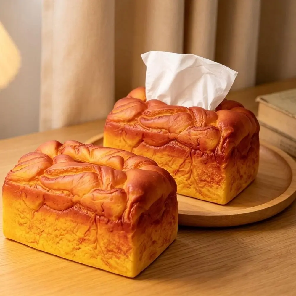 Simulation Bread Tissue Box Soft Texture Loaf Shaped Tissue Box Cover Rectangular Structure Novelty Style