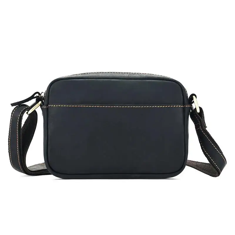 Bolsa mensageiro de couro crazy horse, bolsa de ombro de couro masculina para celular, bolsa crossbody para homens e mulheres