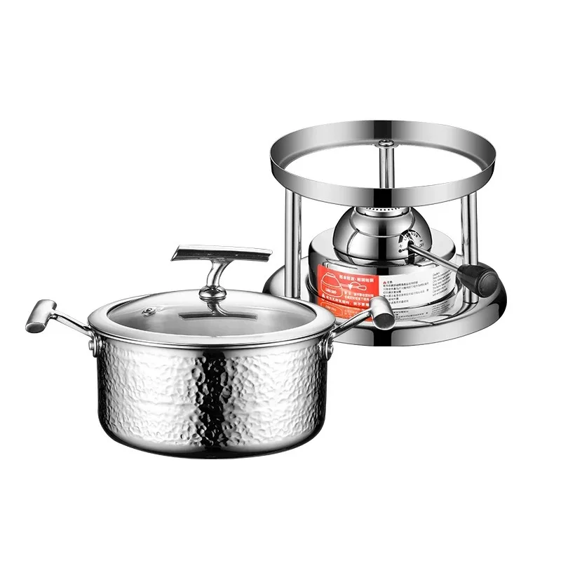 Stainless steel hammered single hot pot induction cooker gas stove neutral one person one pot large capacity