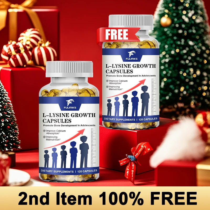 

L-Lysine Growth Capsules, Natural Amino Acid for Strong Immunity & Overall Wellness, Promotes Calcium Absorption & Healing