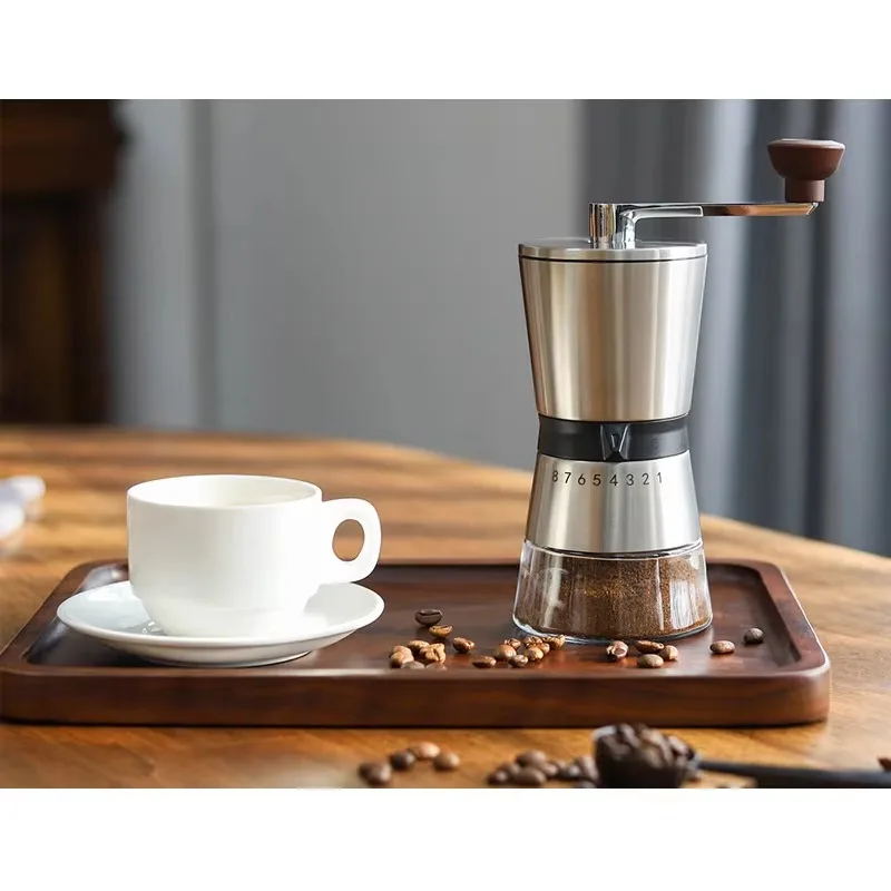 

Stainless Steel Large Capacity Manual Coffee Burr Bean Grinder and Spice Grinder Adjustable Coffee Mill