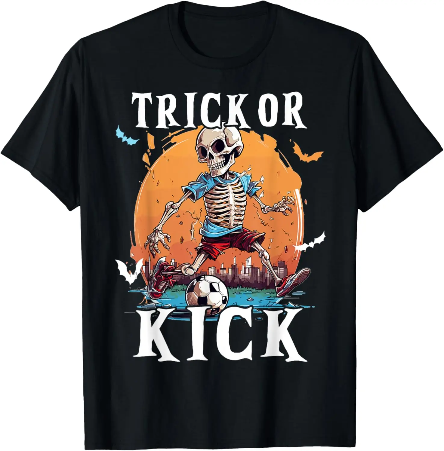 Soccer Skeleton Halloween Soccer Player Halloween Men Boys T-Shirt