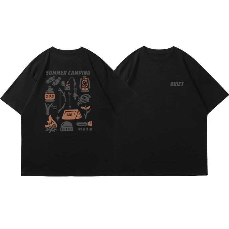 New Japan and South Korea Short Sleeve T-shirt Neutral New Spring Summer Outdoor Sports Round Collar Leisure All Match T-shirt