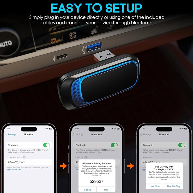 محول Carplay اللاسلكي Mini USB Carplay Dongle لصندوق تشغيل السيارة بلوتوث لهاتف Iphone 6 فوق، مناسب للسيارات من 2017-N34R #3