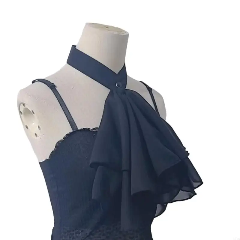 L5YA ربطة عنق شيفون أنيقة متدرجة كشكش ربطة عنق جابوت للنساء ربطة عنق جابوت أنيقة للحدث التاريخي تحت عنوان #5