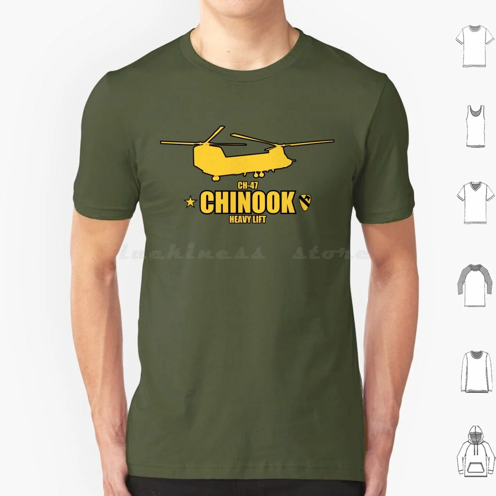 - 47 Chinook Air Cav T Shirt Big Size 100% Cotton Helicopter Army Us Army Untied States Ch47 Simulator Model Airshow New