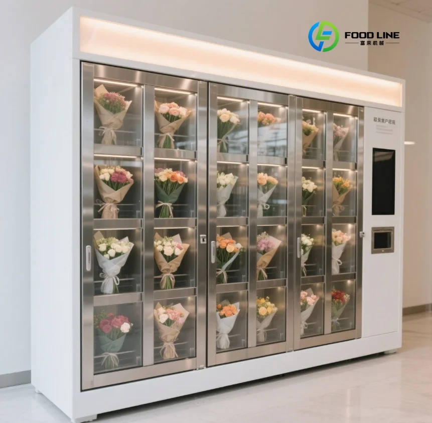 Fresh Flower Vending Machine, Temperature Regulated Cabinet, Smart Touch Screen Unit for Floral Commercial Site Customized