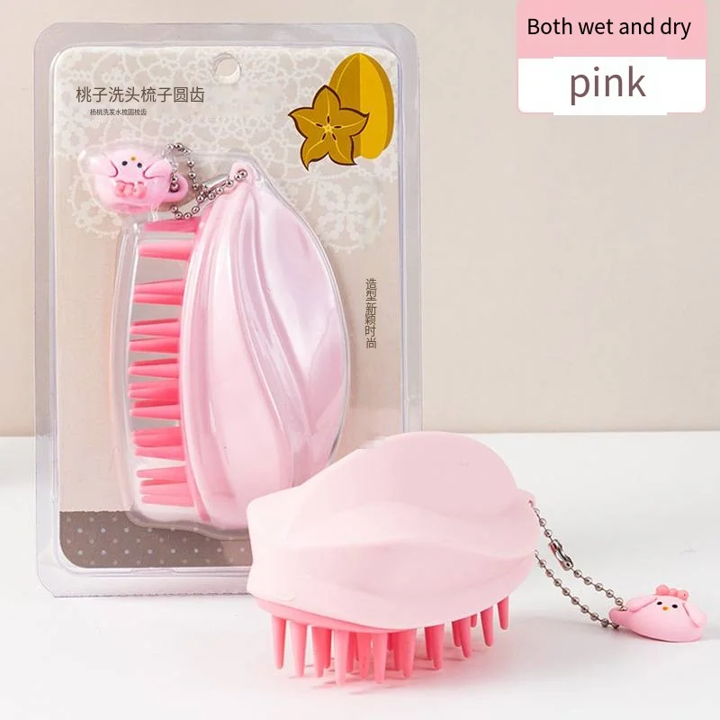 Japanese Star Fruit Scalp Massage Silicone Shampoo Brush Dry Wet Original Styling Clean Shampoo Comb