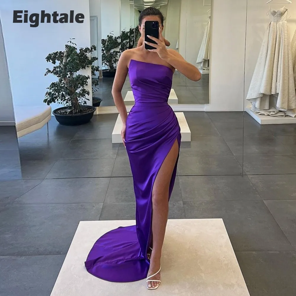 

Eightale New in Evening dresses for women One Shoulder Side Slit Mermaid Arabic Prom Party Gown Wedding sukienki na studniówkę