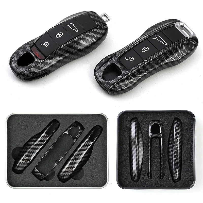 For Porsche Boxster Cayman Panamera Cayenne 911 car key cover 918 997 991 carbon fiber key case car accessories protection cover