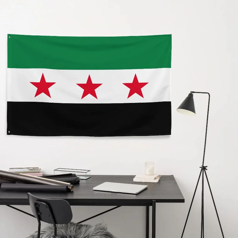 The Syrian Arab Republic Scarf Banner for Event Decoration Syrian Three Star Flag Desktop Ornament Flag 10PCS Hand Cranked Flag