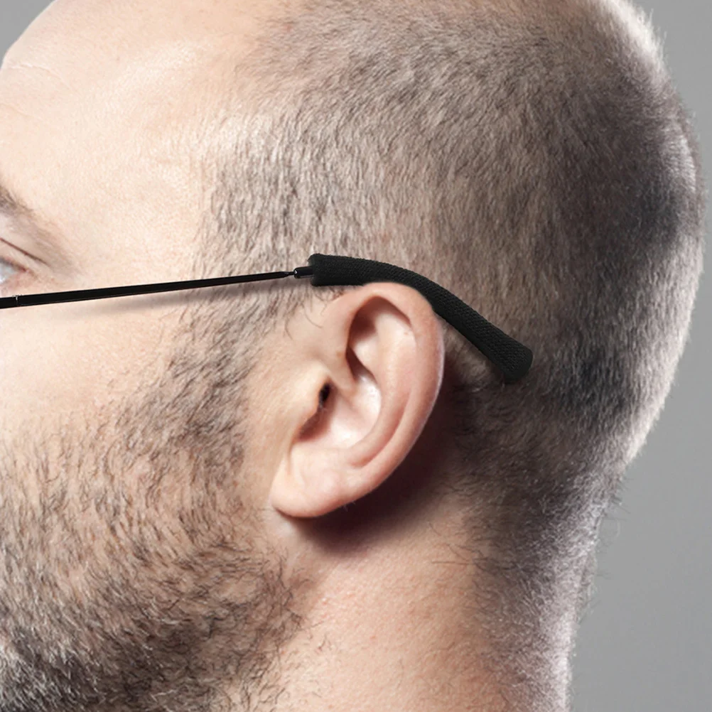 

1 Pair Glasses Temple Sleeve Soft Black Anti Slip Eyeglass Ear Cushions Comfortable Eyewear Retainer for Glasses Sunglasses