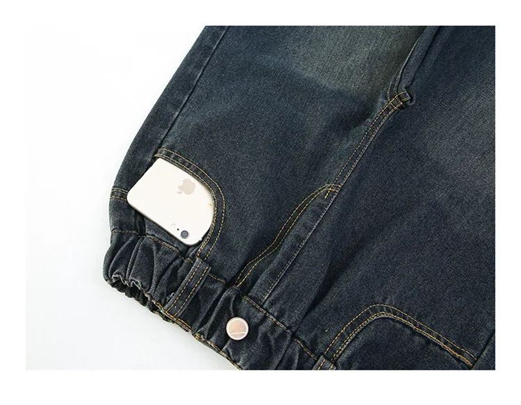 ZOETOPKID Kinder Mode High-Waist Weitbein-Jeans für junge Mädchen Streetwear Lose Denim-Hosen Kinder Dunkelblaue Jeans – Detail 9