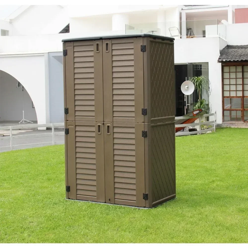 Outdoor Storage Shed Waterproof Caseta Resin Vertical Outdoor Storage Cabinet for Patio Furniture Container Mobile House Metabo