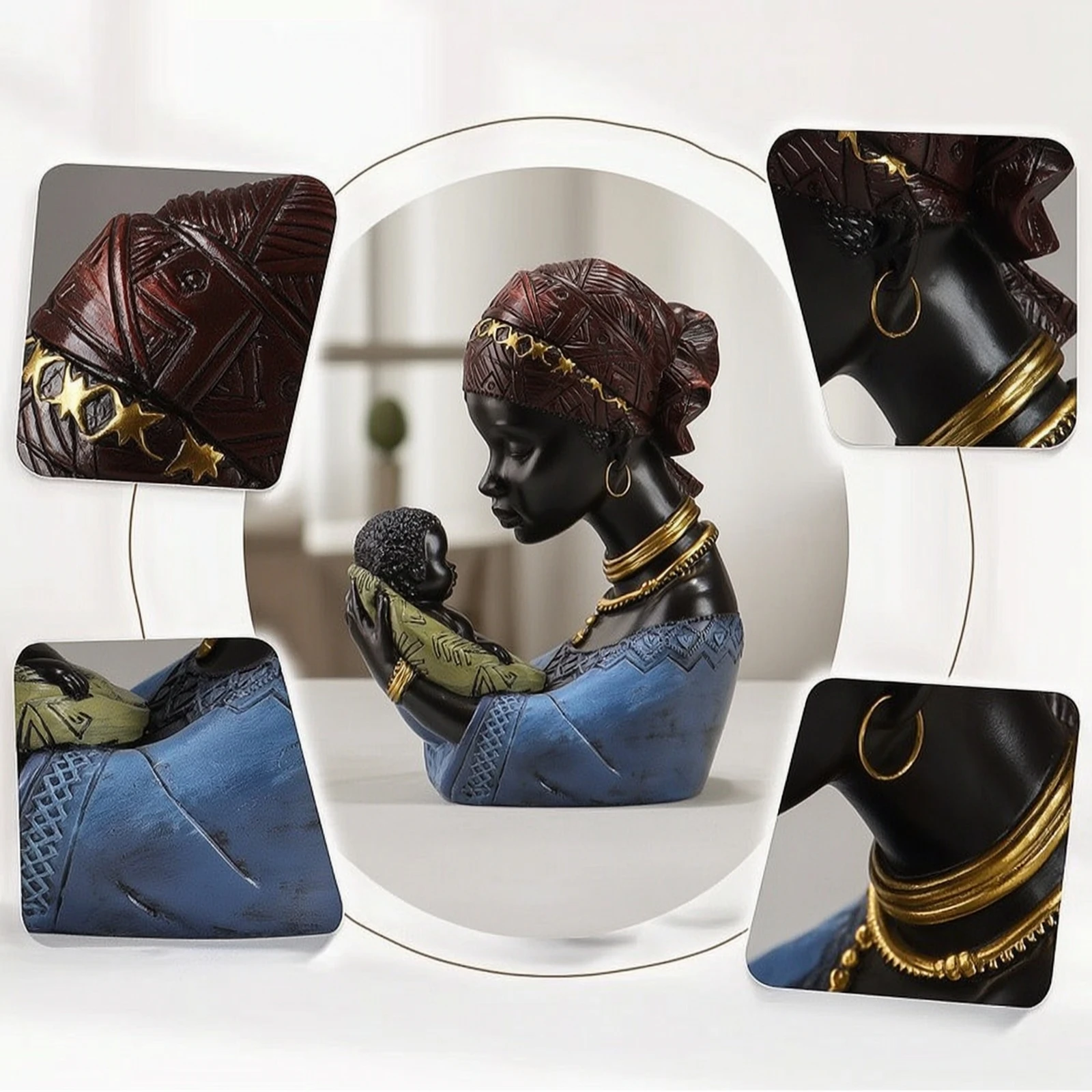 Resin Art Meaning - Статуэтка африканской матери и ребенка из