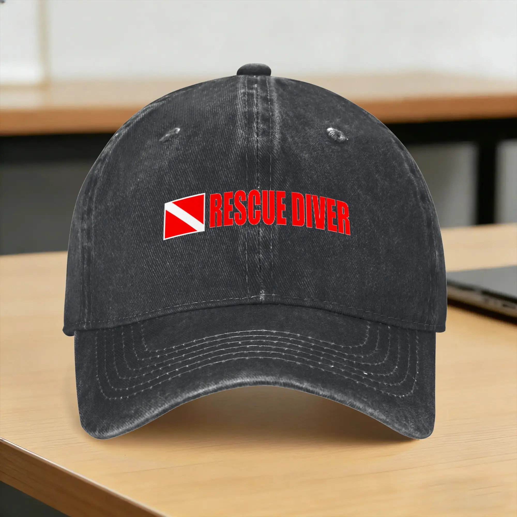 Diver Down Flag Rescue Diver Sun Baseball Cap  Unisex Men Custom DIY Trucker Hat Summer Retro Sport High Quality Baseball Caps