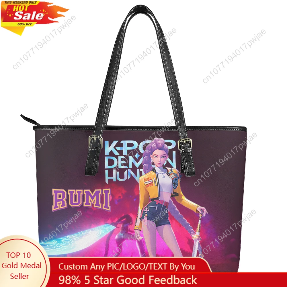 

KPop Demon Hunters Rumi Custom Handbag Womens Mens Personalized Tote Bag Shoulder Bag Business Leather Purse Travel Bag Gift