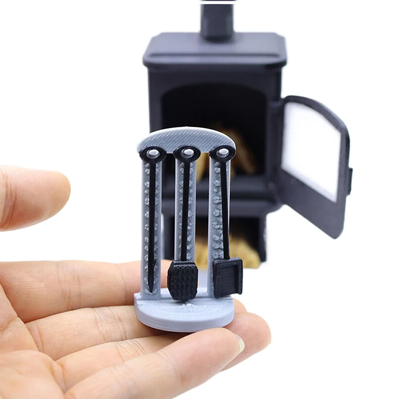 Mini chimenea para casa de muñecas, estufa, modelo de chimenea, decoración para sala de estar, accesorios para muebles, 1/12