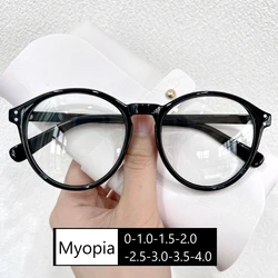 Women Ladies Fashion Round Myopia Glasses High Definition Transparent Eyeglasses Luxury Vintage Minus Diopter Near Sight Eyewear