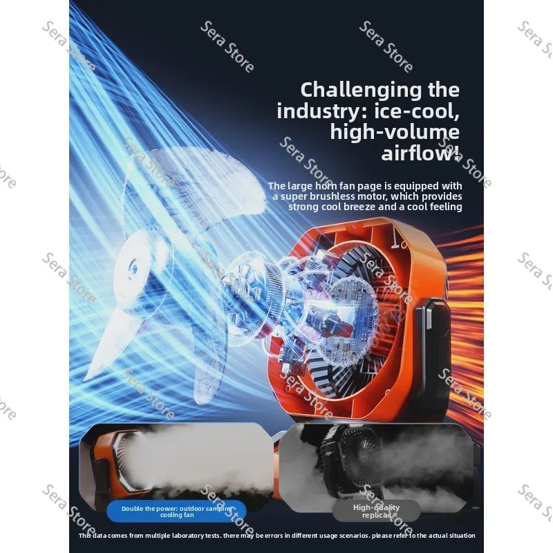 Light Emitting Diode Battery Powered Floor Fan Portable ABS Camping Fan Sleeping Hurricane Emergency Mode 40000 mAh