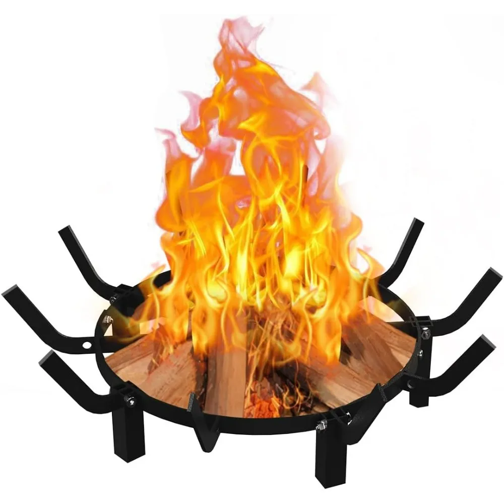 

24-дюймовая круглая решетка для костра с 10 стержнями для камина, сверхмощная стойка для сжигания дров, держатель для камина, очага, древесины