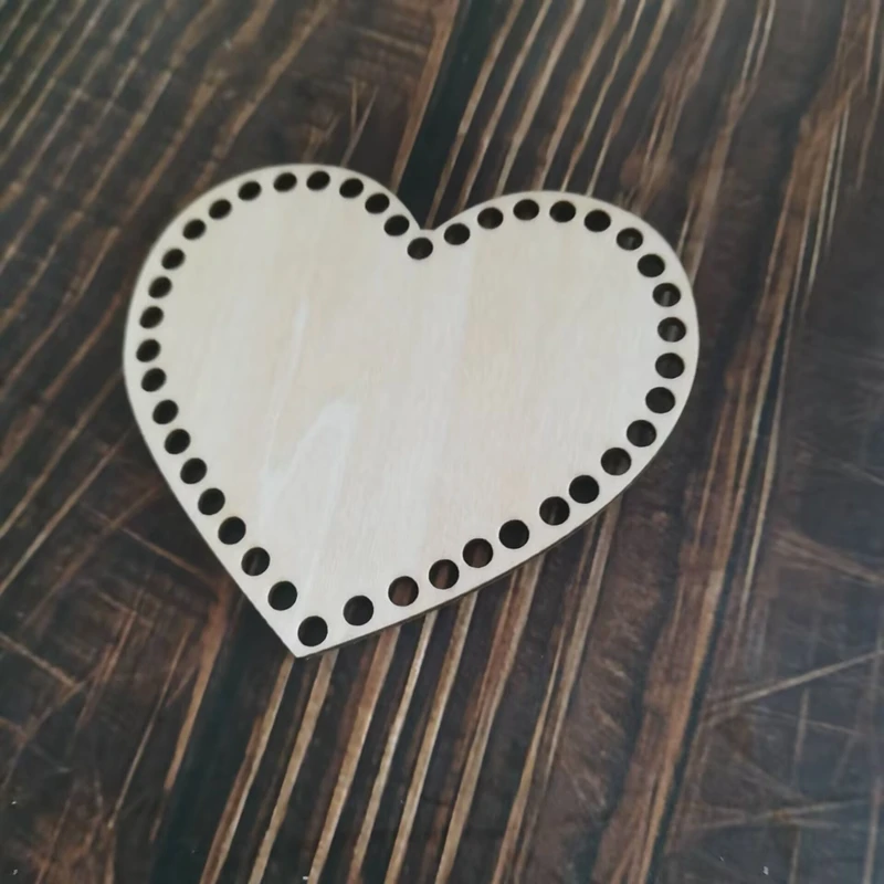 10x Wooden base HEART for crochet baskets Wood Chips Solid Wood Bag Bottom DIY Bottom Crochet Heart 10cm