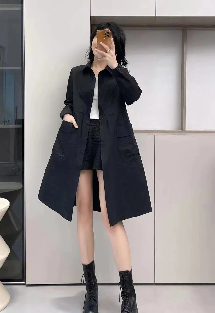 

Women's Clothing Casual slim mid-length windbreaker jacket Autumn Winter New 0118