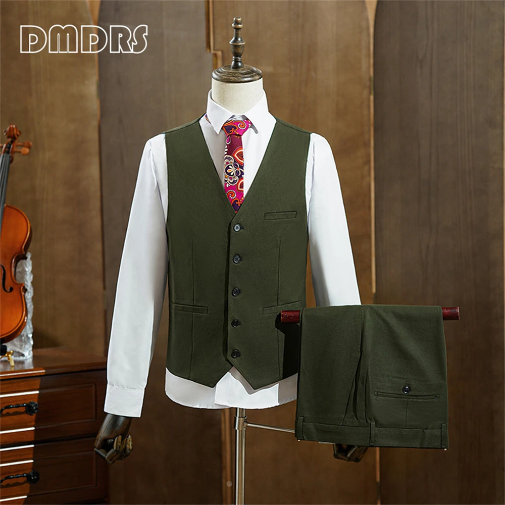 Conjunto de traje de doble botonadura para hombre, conjunto de traje Formal ajustado con solapa de pico, chaqueta de 3 piezas, chaleco, pantalones, conjunto de esmoquin