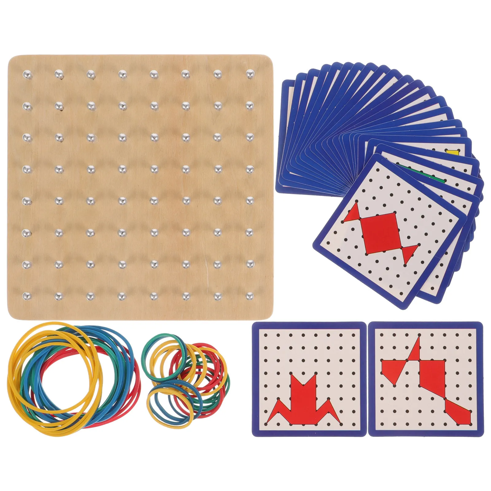1Set Wooden Math Nail Plate Children Graphic Learning Board Educational Montessori Geoboard Early Education Hand Eye