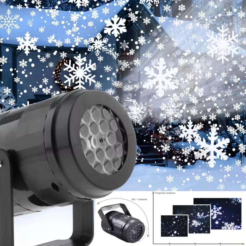 LED Schneeflocken-Weihnachtsprojektorlampe USB-betriebene Schneeprojektionsleuchte 360 ° Verstellbare Weihnachtsdekoration für Haus, Garten und Hof – Detail 3