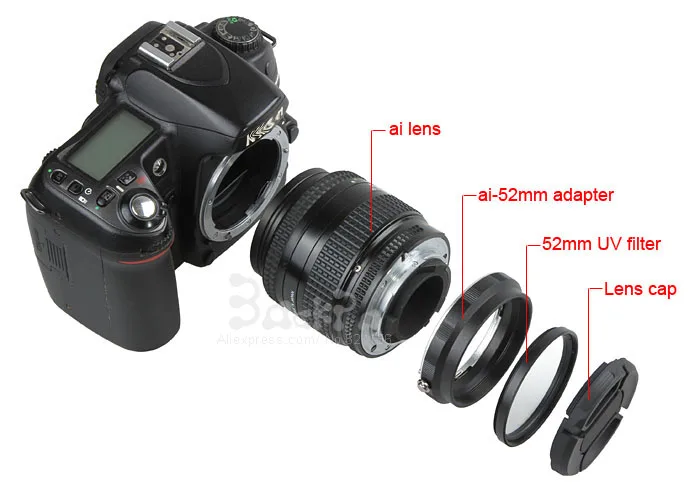 4in1 obiektyw makro do tyłu pierścień zabezpieczający zestaw sztucznej inteligencji do 52mm cpl filtr uv czapka pierścień pośredniczący dla d80 d90 d3100 d3200 d5100 d5200 d7000