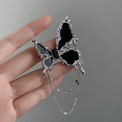 New Arrival Black Butterfly Brooches Tassel Chain Brooch Insect Pin For Women Party Wedding Fashion Jewelry Clothing Accessories
