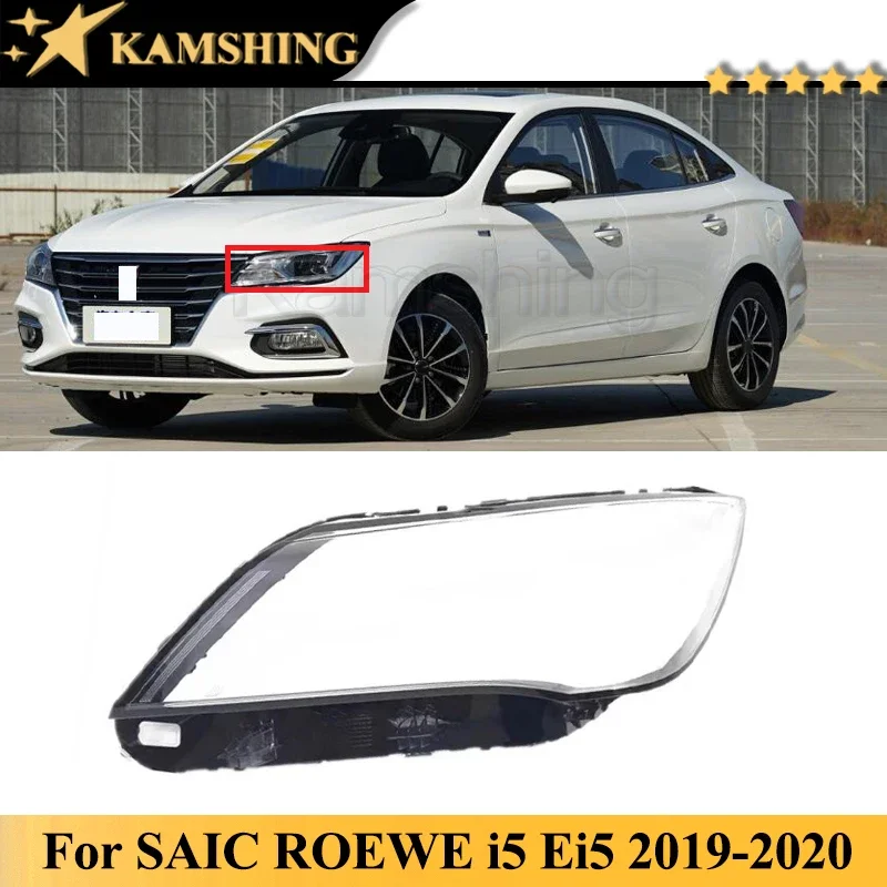 Kamshing For SAIC ROEWE i5 Ei5 2019-2020 Front Bumper Headlight Cover Car Lampshade  Head Lamp Glass Case Head Light Lens Caps